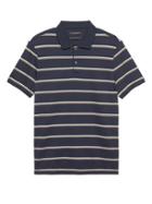 Banana Republic Mens Slim Luxury-touch Stripe Polo Shirt Navy Size L