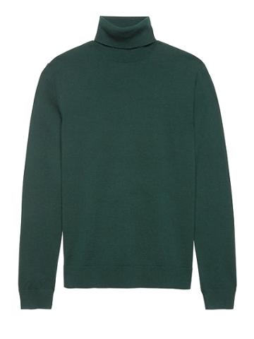 Banana Republic Mens Br X Kevin Love   Extra-fine Italian Merino Turtleneck Sweater Hemlock Green Size Xs