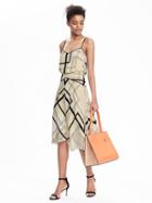 Banana Republic Womens Plaid Vee Midi Dress Size 0 Petite - Organic Natural