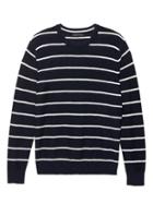 Banana Republic Mens Textured Cotton Stripe Crew-neck Sweater Navy Blue Size L