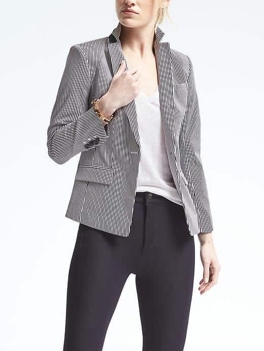 Banana Republic Womens Optic Stripe Blazer - Blue Stripe