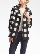 Banana Republic Womens Gingham Double Breasted Jacket - Black And White