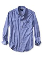 Banana Republic Mens Camden Fit Custom 078 Wash Textured Blue Shirt Size L Tall - Marina Blue