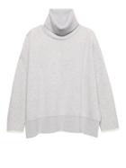 Banana Republic Womens Petite Cashmere Turtleneck Sweater Light Gray & White Size M/l