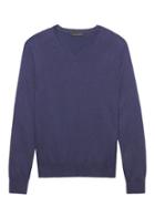Banana Republic Mens Silk Cotton Cashmere V-neck Sweater Heather Purple Size L