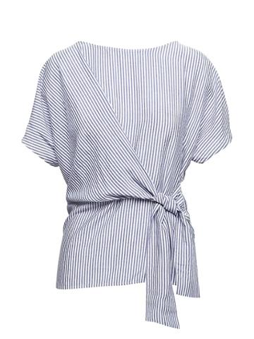 Banana Republic Womens Stripe Tie-front Top Blue Stripe Size S
