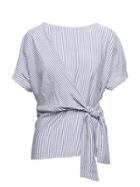 Banana Republic Womens Stripe Tie-front Top Blue Stripe Size S
