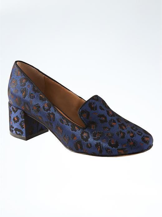 Banana Republic Mid Heel Jacquard Smoking Slipper - Navy