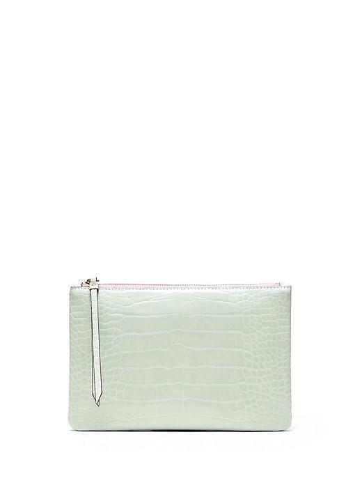 Banana Republic Womens Embossed Medium Zip Pouch Mint Green Size One Size