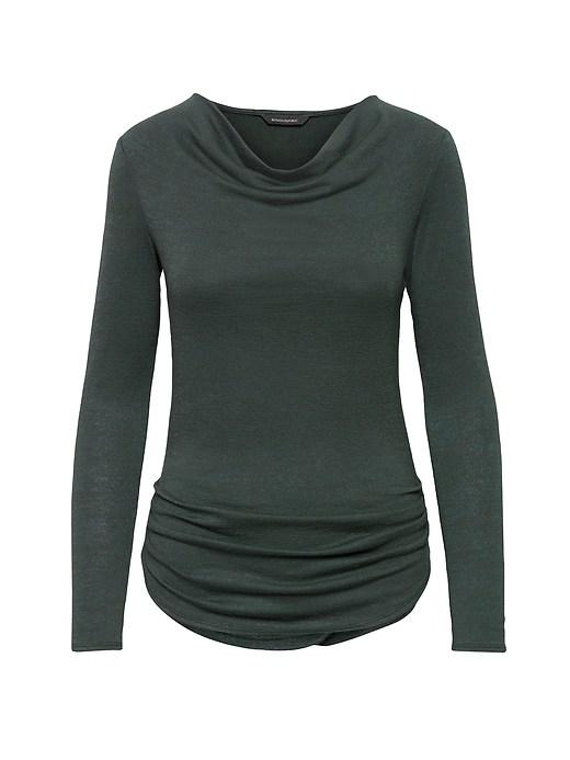 Banana Republic Womens Luxespun Cowl-neck Top Deep Olive Size M