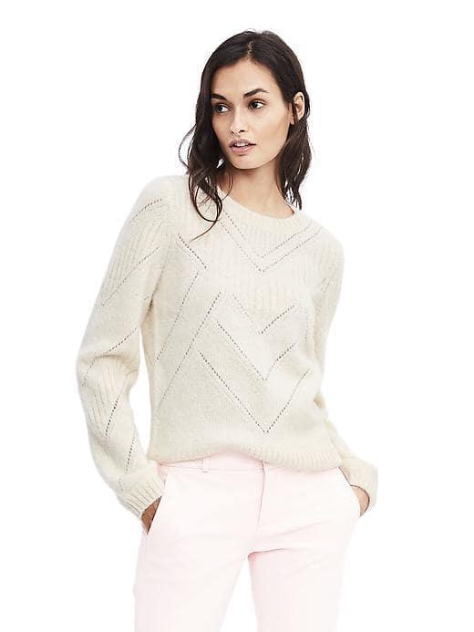 Banana Republic Womens Pointelle Pullover - White