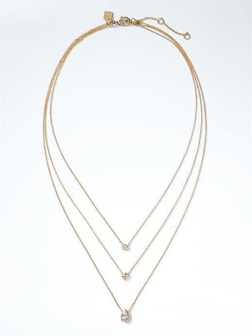 Banana Republic Delicate Mixed Shapes Built In Necklace - Gold