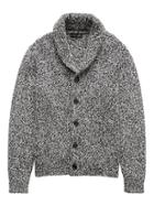 Banana Republic Mens Marled Cotton Shawl-collar Cardigan Sweater Black Size L