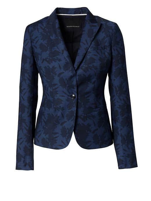 Banana Republic Classic Fit Lightweight Wool Floral Blazer - Navy Combo