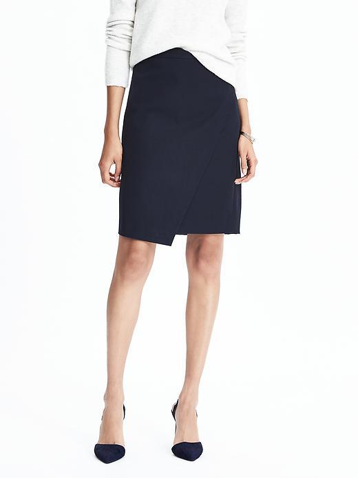 Banana Republic Womens Bi Stretch Crossover Skirt Size 0 - Preppy Navy