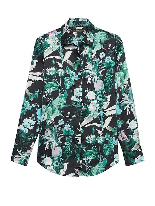Banana Republic Womens Dillon Classic-fit Botanical Print Soft Shirt Botanical Print Size S