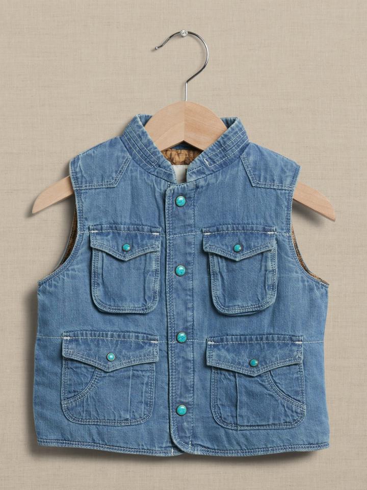 Chambray Western Vest For Baby