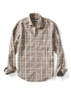 Banana Republic Mens Grant Fit Windowpane Shirt - Light Tan