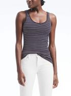 Banana Republic Womens Essential Stretch To Fit Stripe Ribbed Tank - White