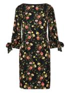 Banana Republic Womens Floral Tie-sleeve Shift Dress Black Print Size 12