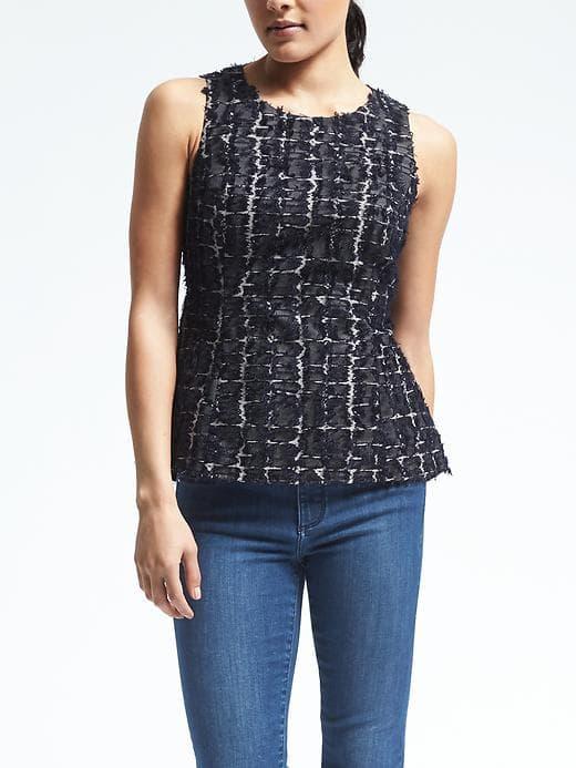 Banana Republic Womens Heritage Textured Peplum Top - Navy