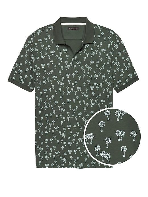 Banana Republic Mens Luxury-touch Palm Print Polo Shirt Cypress Size Xxs