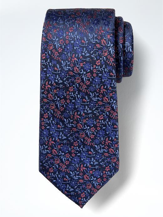 Banana Republic Mens Wildflower Silk Nanotex Tie Dried Morello Size One Size