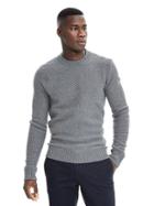 Banana Republic Mens Wool Blend Herringbone Sweater Crew - Wood Ash