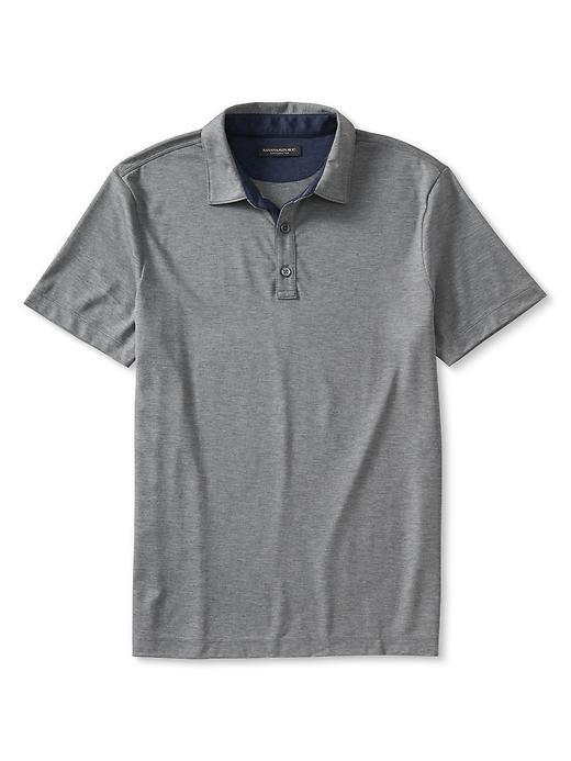 Banana Republic Mens Tailored Cotton/silk Polo Size L Tall - Gray Heather