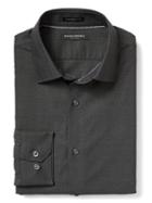 Banana Republic Mens Camden Fit Non Iron Dobby Solid Shirt Size L Tall - Black