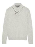 Banana Republic Mens Extra-fine Italian Merino Woolshawl-collar Sweater Heather Light Gray Size M