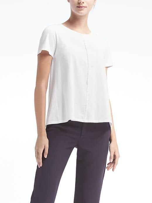 Banana Republic Womens Triple Bow Back Couture Tee - White