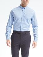 Banana Republic Mens Grant Fit Custom Wash Micro Stripe Shirt - Blue Tropic
