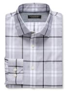Banana Republic Mens Classic Fit Non Iron Bold Check Shirt Size L Tall - Gray Sky