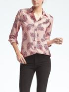 Banana Republic Womens Easy Care Dillon Fit Pink Paisley Shirt - Pop Pink