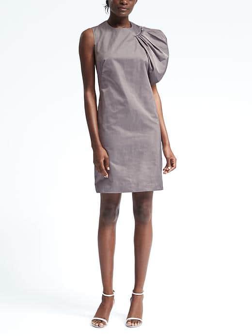 Banana Republic Womens Limited Edition Ruffle Shoulder Shift - Gray Sky