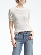 Banana Republic Womens Italian Linen Short Sleeve Pullover - White
