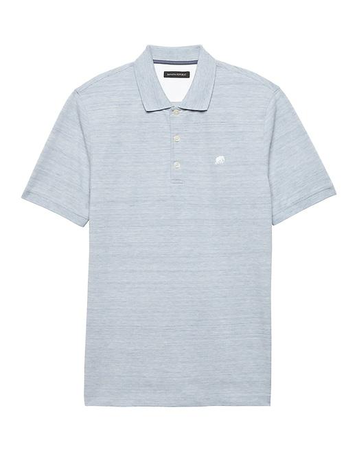 Banana Republic Mens Solid Pique Polo Shirt Heather Light Blue Size Xs