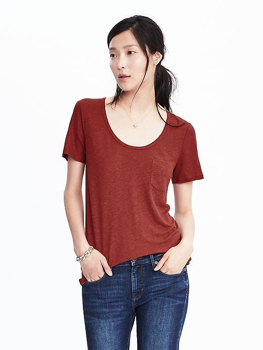 Banana Republic Womens Linen Crew Tee - Chai Spice