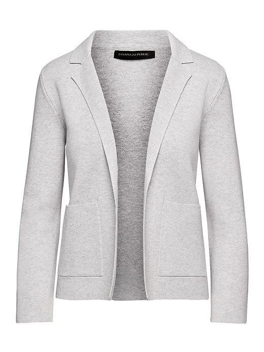 Banana Republic Womens Cotton-blend Sweater Blazer Heather Light Gray Size Xl