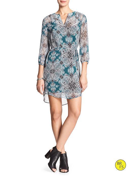 Banana Republic Womens Factory Print Boho Dress Size 0 - Teal Print