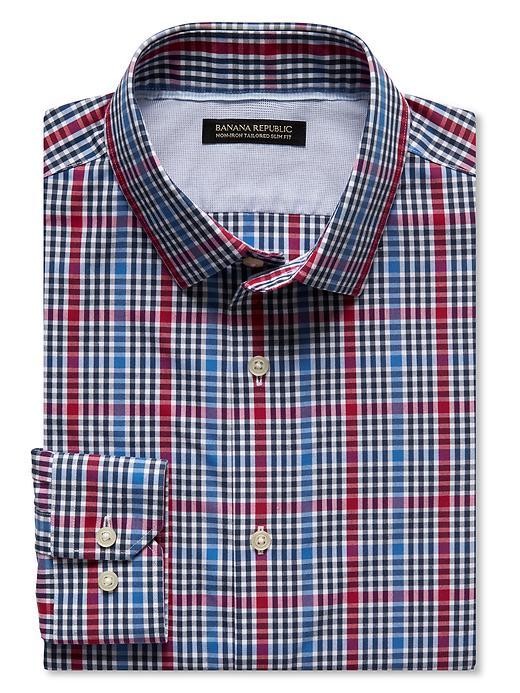 Banana Republic Mens Grant Fit Non Iron Optic Check Shirt Size L Tall - Bright Red