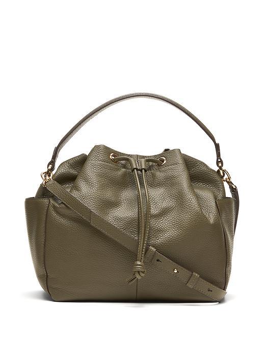 Banana Republic Italian Leather Drawstring Shoulder Bag Size One Size - Seaweed