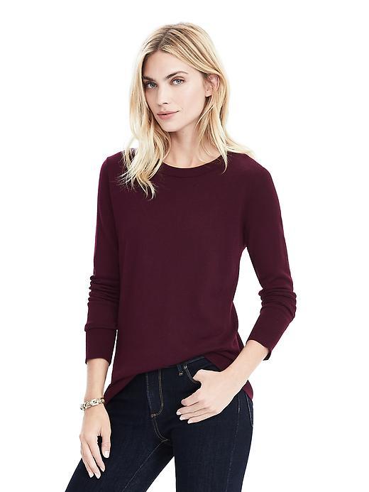Banana Republic Extra Fine Merino Wool Crew Pullover Size L - Dark Berry