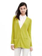 Banana Republic Womens Italian Cashmere Blend Boyfriend Cardigan Size L - Yellow/gray