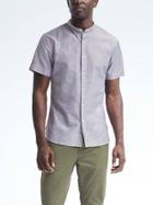Banana Republic Mens Grant Fit Cotton Stretch Banded Short Sleeve Shirt - Navy