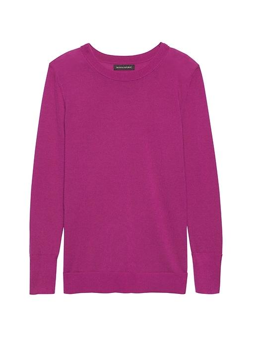 Banana Republic Womens Machine-washable Merino Crew Sweater-neck Sweater Bright Magenta Size M