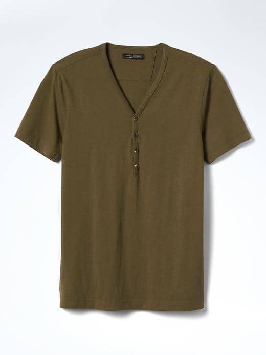Banana Republic Mens Heritage Supima Cotton Henley - District Green
