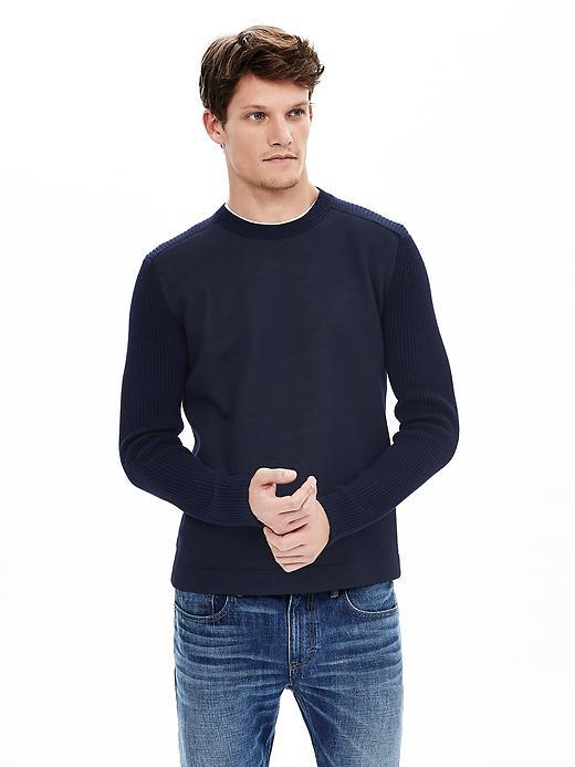 Banana Republic Mens Scuba Crew Pullover Size L Tall - Preppy Navy