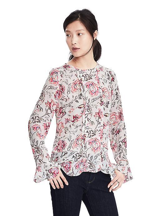 Banana Republic Flounce Sleeve Top - Cranberry Sauce